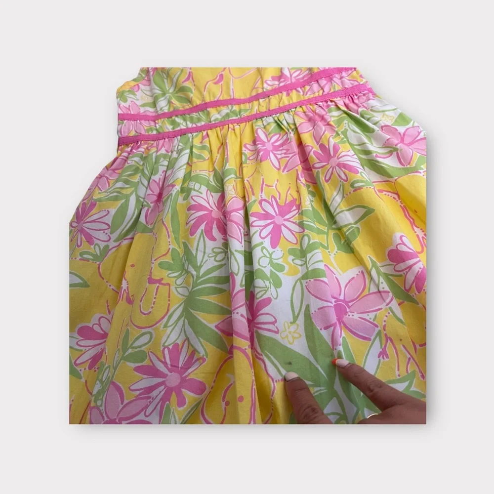 Lilly Pulitzer Sleeveless Yellow Floral Elephant Sleeveless Dress
